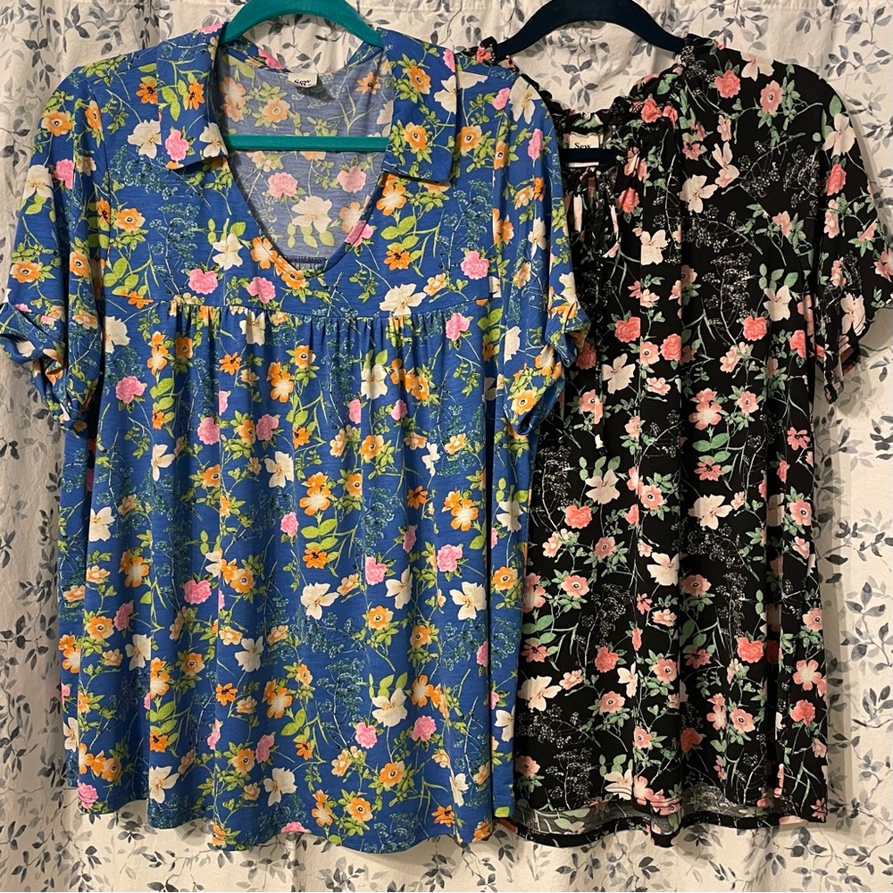 Sew In Love Floral Print Women's Tops Set
